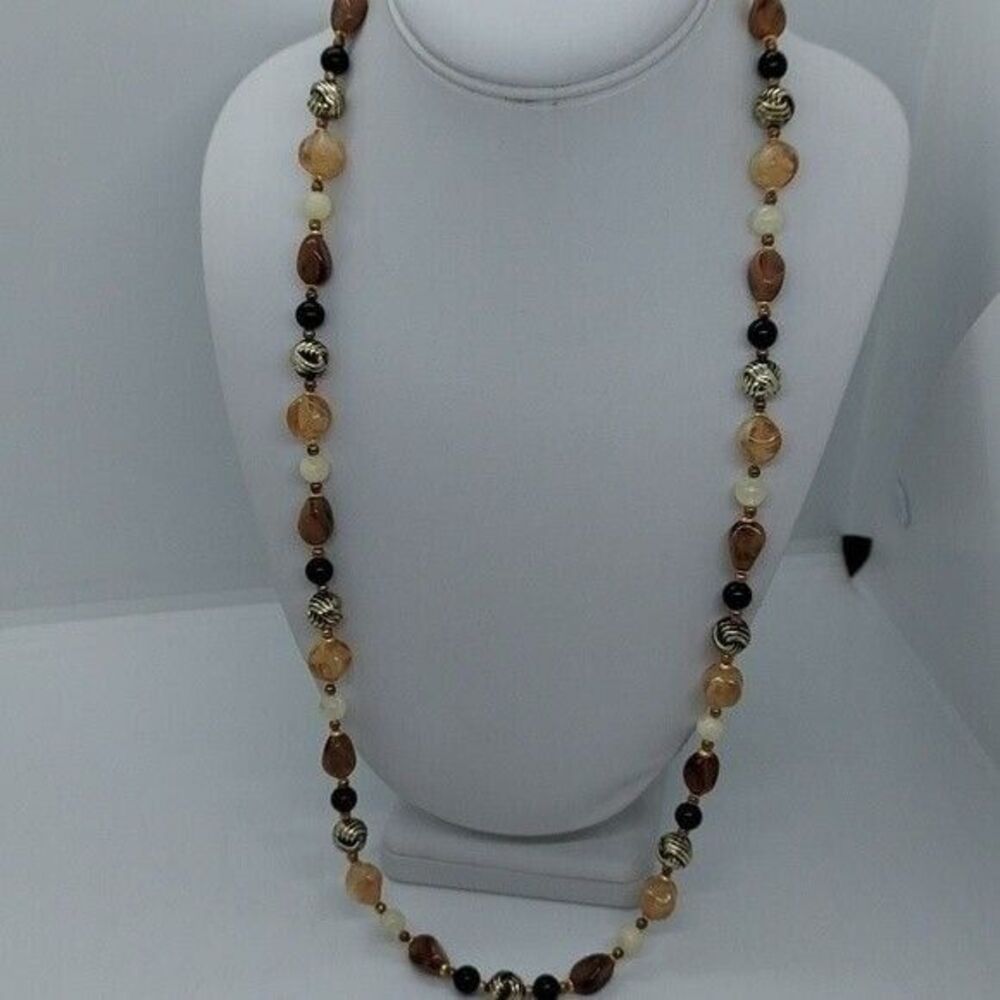 Mixed brown bead necklace‎